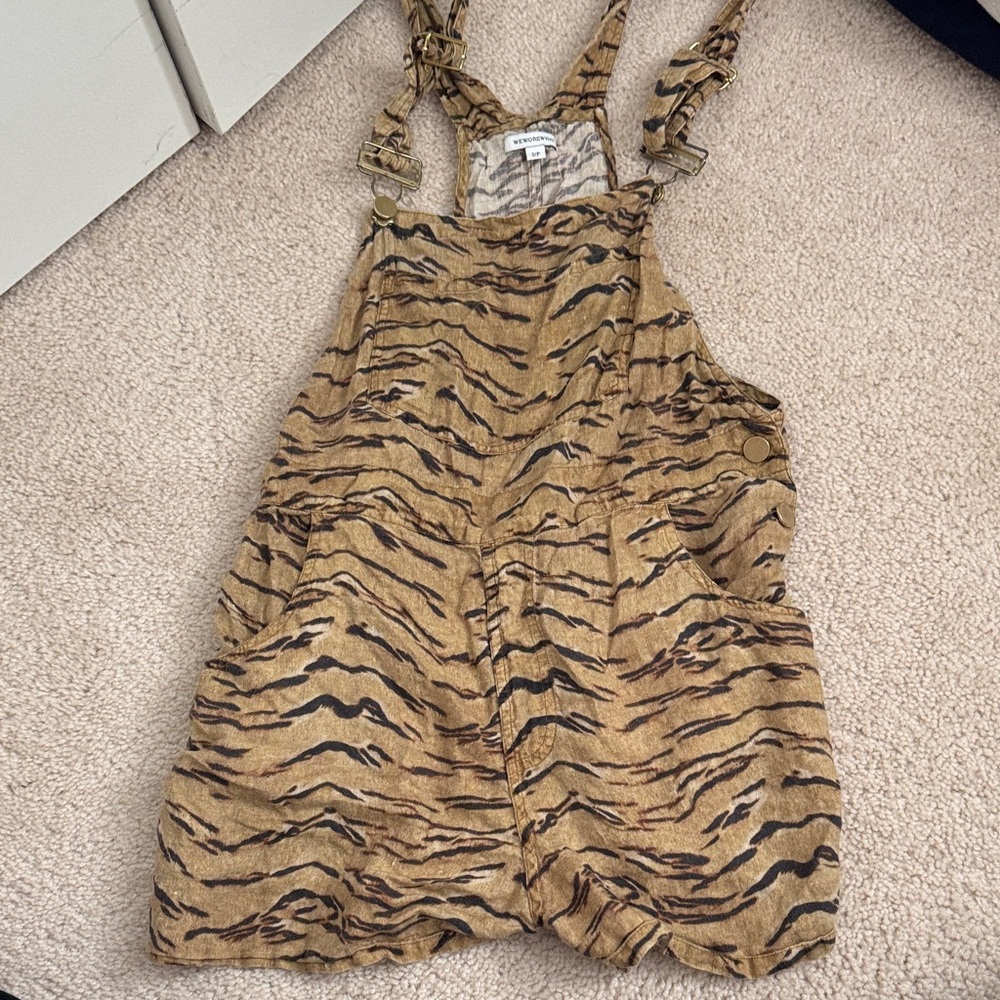 WeWoreWhat Tan Tiger Print Overalls